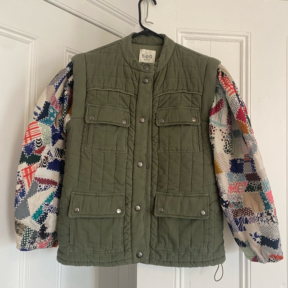 Sea NY Harlow quilted patchwork jacket NWT